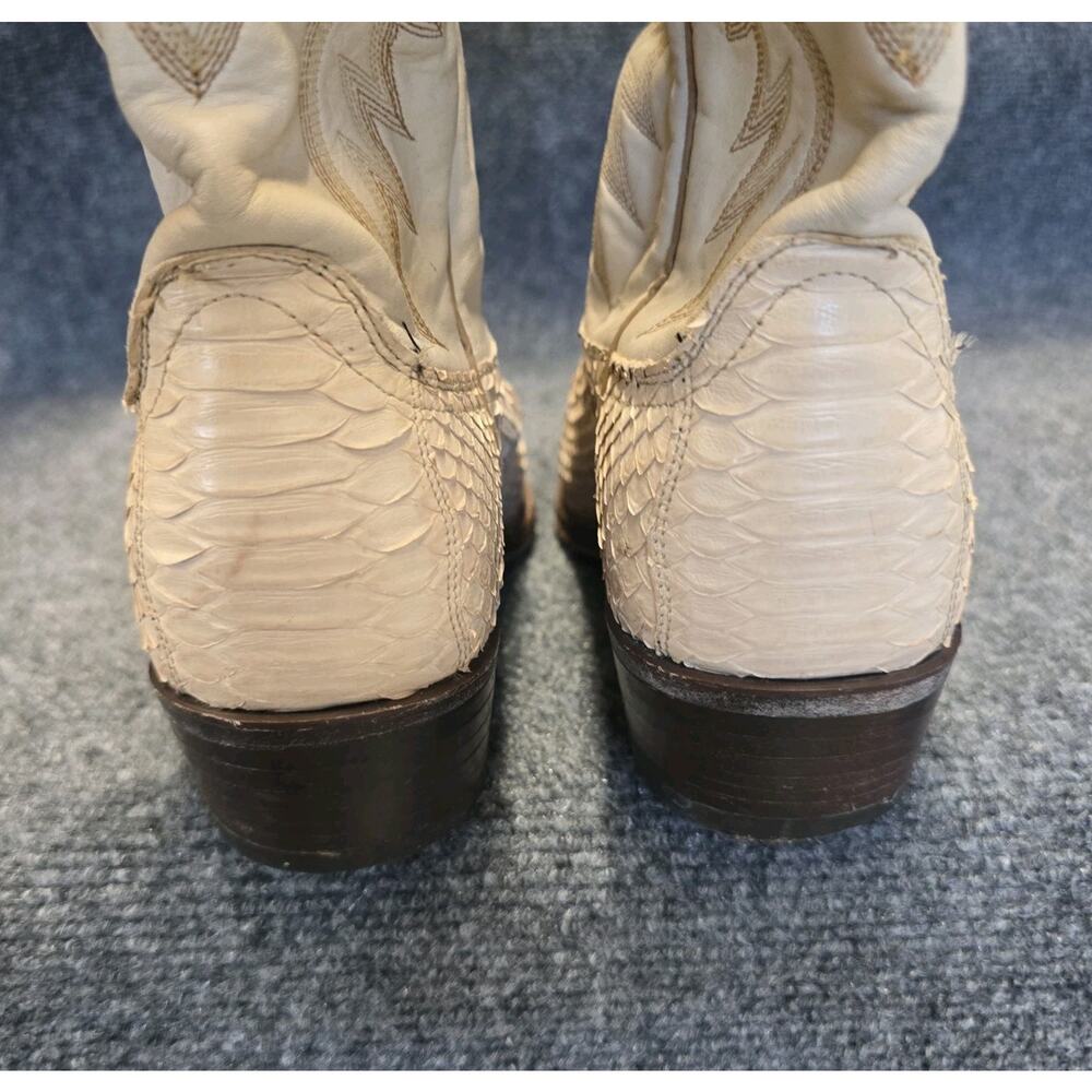 Vtg Dan Post Manning White Python Snakeskin Cowboy Boots Mens 9.5 D USA 1989 - Picture 4 of 12
